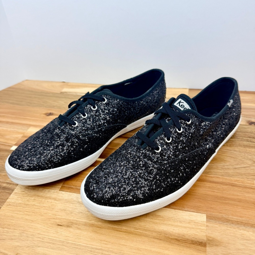 Keds Champion Glitter Sneakers Black Women's Size 11W Sparkle Casual Shoes